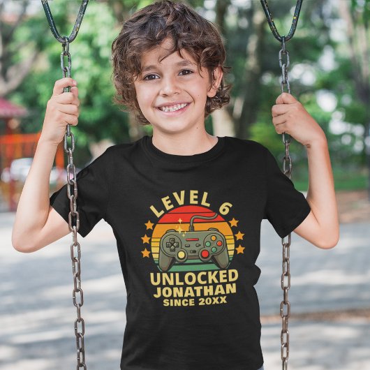 Level 6 Unlocked Gamer Boy Birthday 6 T-shirt