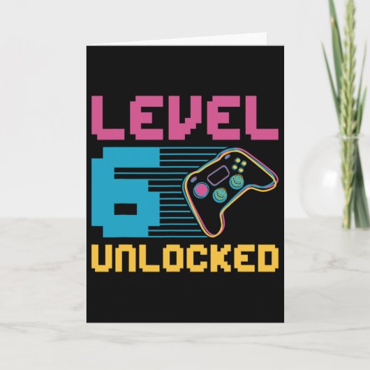 Level 6 Unlocked Gaming Birthday  Kaart (Voorkant)