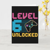 Level 6 Unlocked Gaming Birthday  Kaart (Gele Bloem)