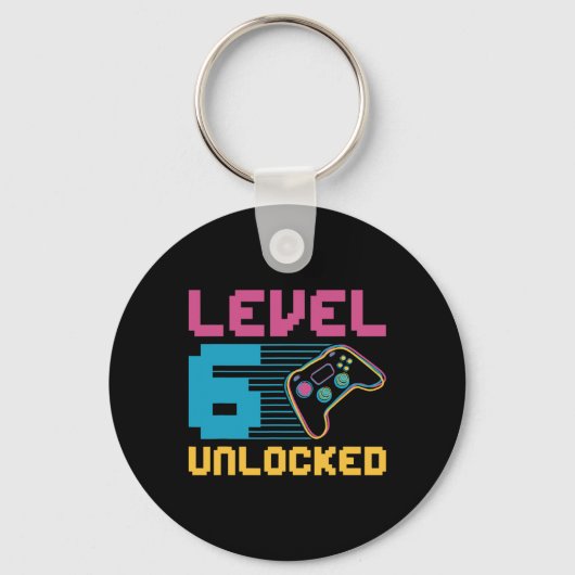 Level 6 Unlocked Gaming Birthday  Sleutelhanger (Voorkant)