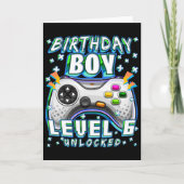 Level 6 Unlocked Video Game 6th Birthday Gamer Boy Kaart (Voorkant)