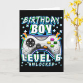 Level 6 Unlocked Video Game 6th Birthday Gamer Boy Kaart (Gele Bloem)