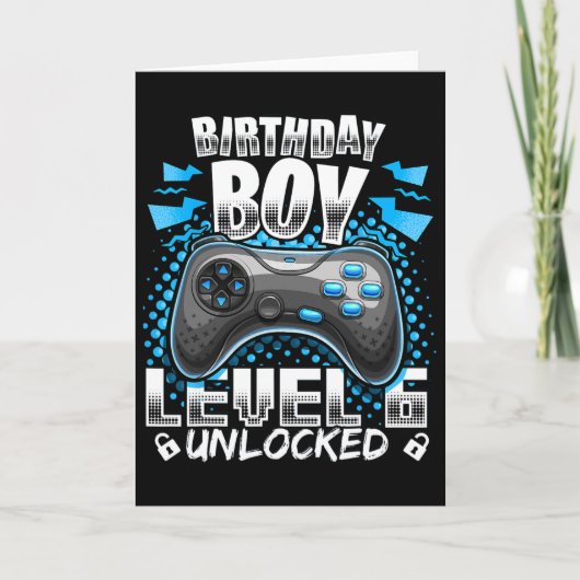 Level 6 Unlocked Video Game 6th Birthday Gamer Gif Kaart (Voorkant)