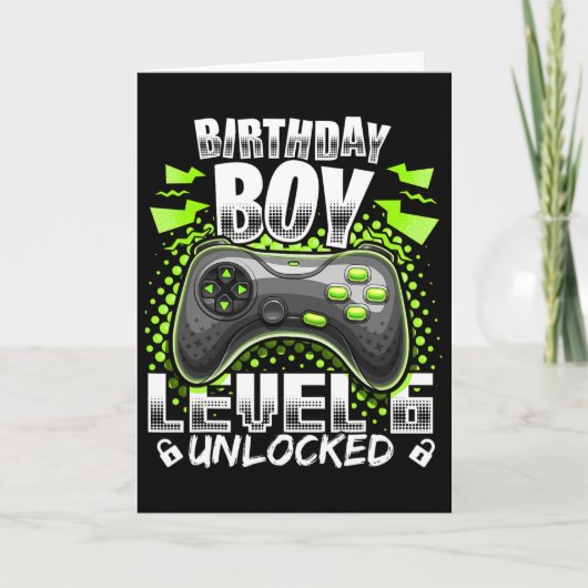 Level 6 Unlocked Video Game 6th Birthday Gamer Gif Kaart (Voorkant)