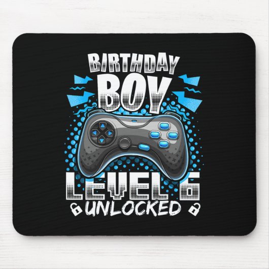 Level 6 Unlocked Video Game 6th Birthday Gamer Gif Muismat (Voorkant)
