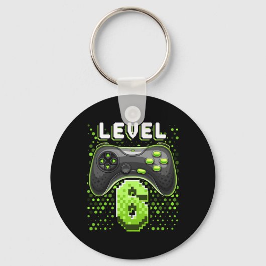 Level 6 Videospelcontroller 6e Verjaardag Gamer G Sleutelhanger (Voorkant)