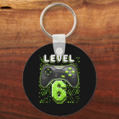 Level 6 Videospelcontroller 6e Verjaardag Gamer G Sleutelhanger (Voorkant)