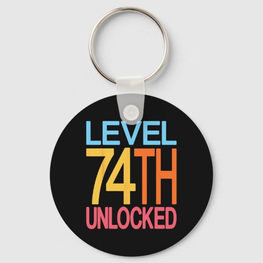 Level 74th Ontgrendeld 74th Verjaardag Video Gamer Sleutelhanger (Voorkant)