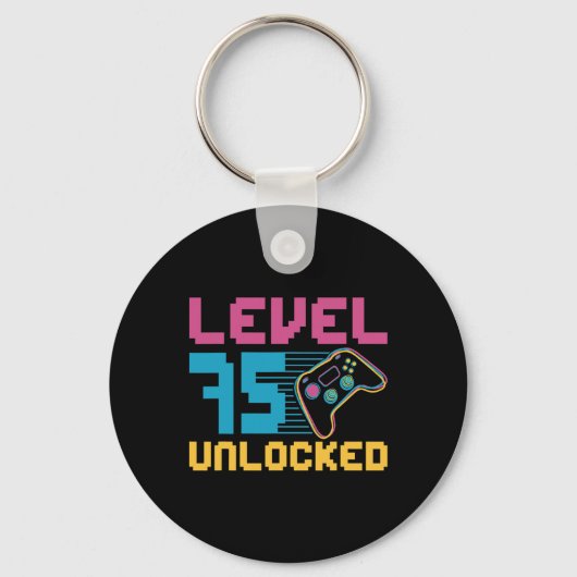 Level 75 Ontgrendelde Verjaardag Gaming Sleutelhanger (Voorkant)