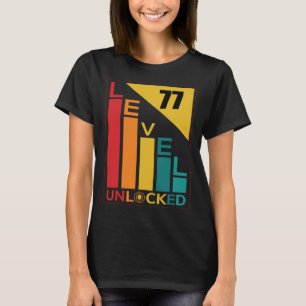 Level 77 Ontgrendelde Retro 77e verjaardag Gamer G T-shirt