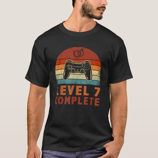 Level 7 Complete Video Gamer 7e bruiloft Anniversa T-shirt (Voorkant)