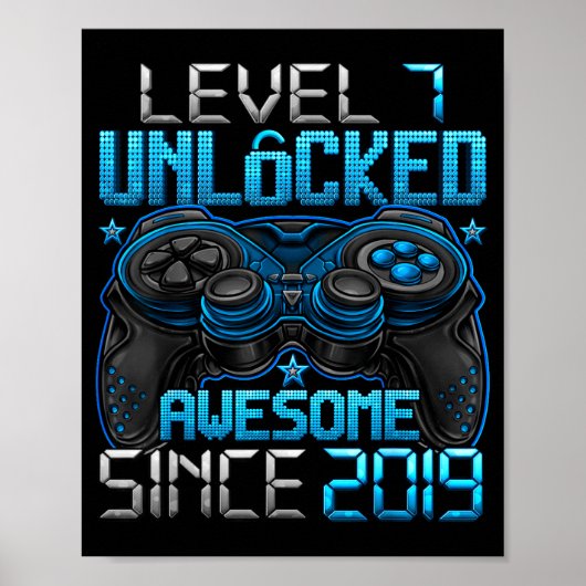 Level 7 Ontgrendeld 7 Jaar Oud Voor Jongens 7e Ver Poster (Voorkant)