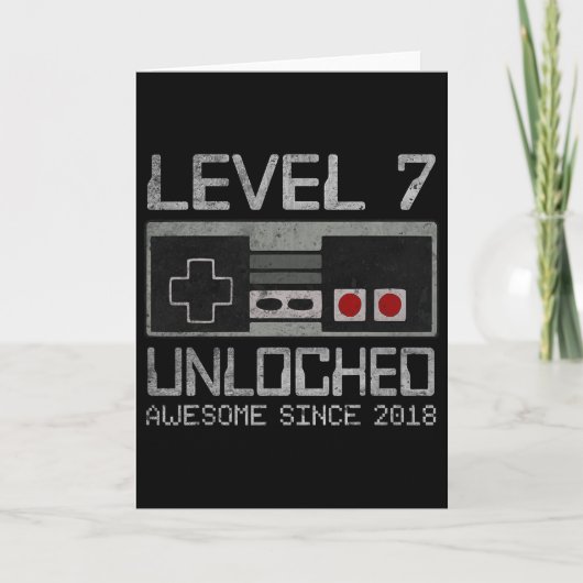 Level 7 Ontgrendeld 7e Verjaardag 7 Jaar Oude Vide Kaart (Voorkant)