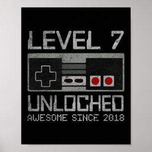 Level 7 Ontgrendeld 7e Verjaardag 7 Jaar Oude Vide Poster