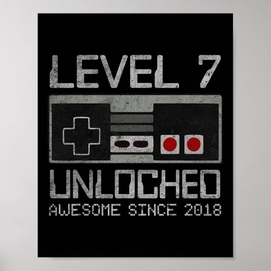 Level 7 Ontgrendeld 7e Verjaardag 7 Jaar Oude Vide Poster (Voorkant)