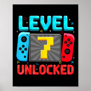 Level 7 Ontgrendeld 7e Verjaardag Jongen Gamer 7 J Poster