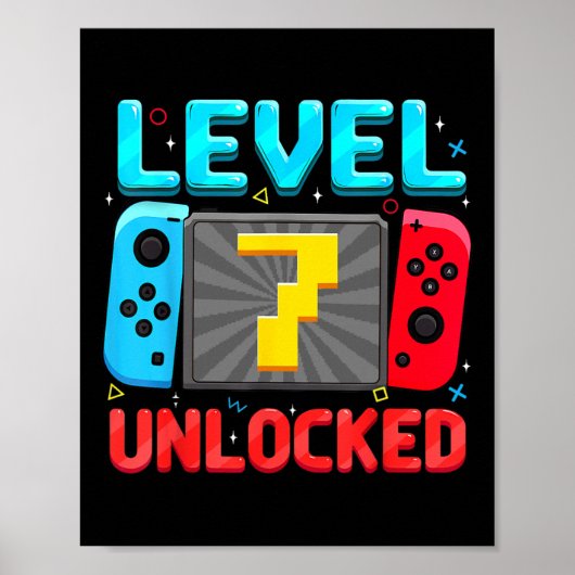 Level 7 Ontgrendeld 7e Verjaardag Jongen Gamer 7 J Poster (Voorkant)