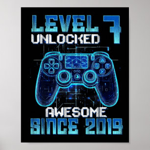Level 7 ontgrendeld 7e verjaardag jongens videogam poster