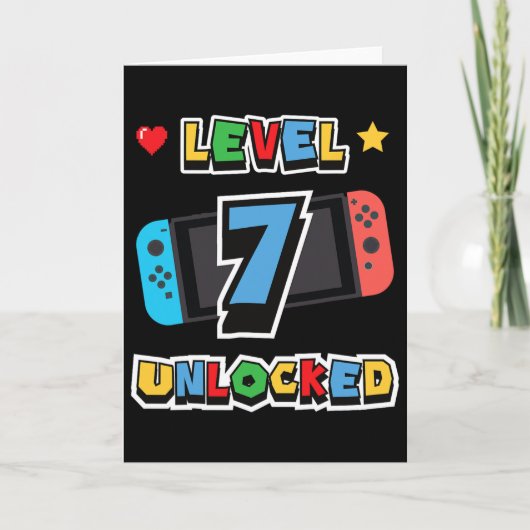 Level 7 Ontgrendeld 7e Verjaardag Kinderen Videosp Kaart (Voorkant)