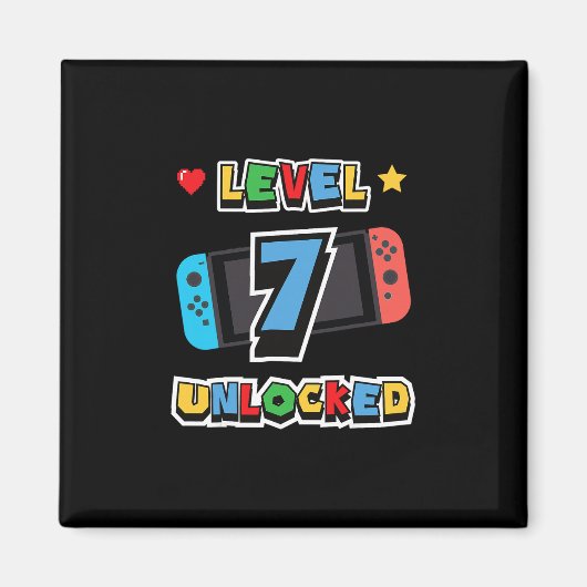 Level 7 Ontgrendeld 7e Verjaardag Kinderen Videosp Magneet (Voorkant)