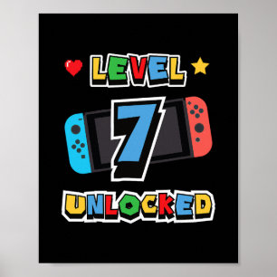 Level 7 Ontgrendeld 7e Verjaardag Kinderen Videosp Poster