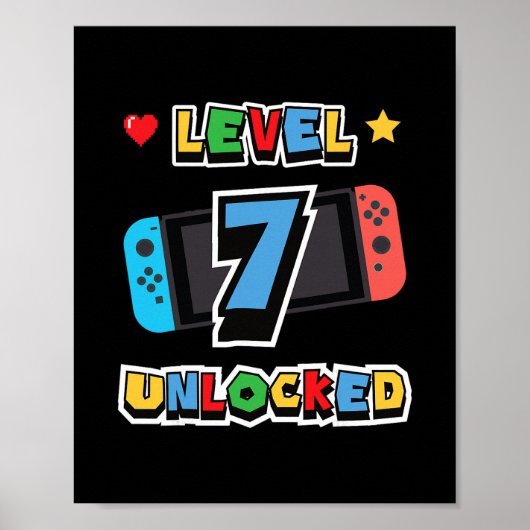 Level 7 Ontgrendeld 7e Verjaardag Kinderen Videosp Poster (Voorkant)