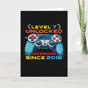 Level 7 Ontgrendeld Gamer 7e Verjaardag T-shirt Jo Kaart