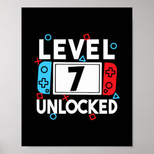 Level 7 Ontgrendeld Gamer 7e Verjaardag Videospell Poster
