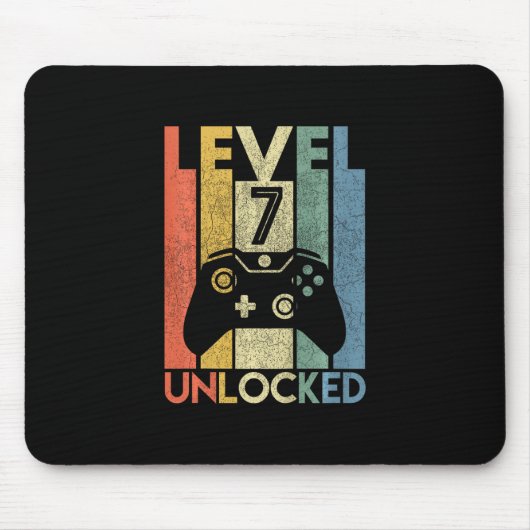 Level 7 Ontgrendeld Grappige Videogamer 7e Verjaar Muismat (Voorkant)