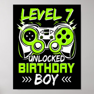 Level 7 Ontgrendeld Kinderen 7e Verjaardag Vintage Poster