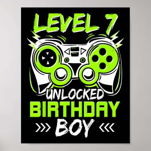 Level 7 Ontgrendeld Kinderen 7e Verjaardag Vintage Poster (Voorkant)