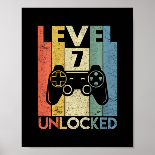 Level 7 Ontgrendeld T-shirt Grappige Videospeler 7 Poster (Voorkant)