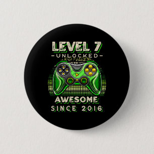 Level 7 Ontgrendeld Videospel 7e Verjaardag 7 Jaar Ronde Button 5,7 Cm