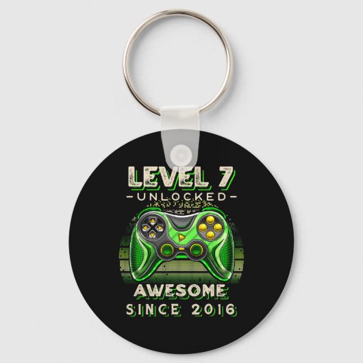 Level 7 Ontgrendeld Videospel 7e Verjaardag 7 Jaar Sleutelhanger (Voorkant)