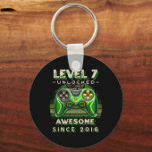 Level 7 Ontgrendeld Videospel 7e Verjaardag 7 Jaar Sleutelhanger (Voorkant)