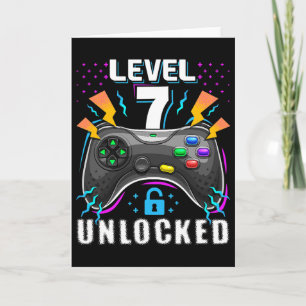 Level 7 Ontgrendeld Videospel 7e Verjaardag Gamer Kaart
