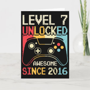 Level 7 Ontgrendeld Videospel 7e Verjaardag Gamer Kaart