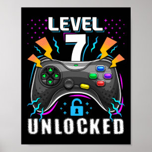 Level 7 Ontgrendeld Videospel 7e Verjaardag Gamer Poster