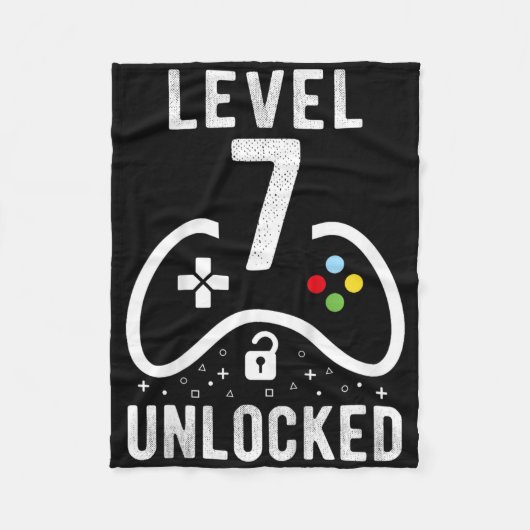 Level 7 Ontgrendeld Videospel 7e Verjaardagscadeau Fleece Deken (Voorkant)