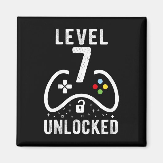 Level 7 Ontgrendeld Videospel 7e Verjaardagscadeau Magneet (Voorkant)