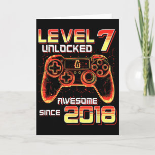 Level 7 Ontgrendeld Videospel Feest 7de Verjaardag Kaart