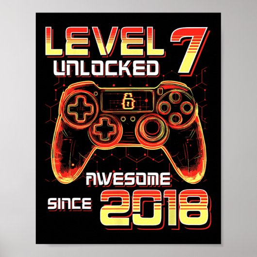 Level 7 Ontgrendeld Videospel Feest 7de Verjaardag Poster (Voorkant)