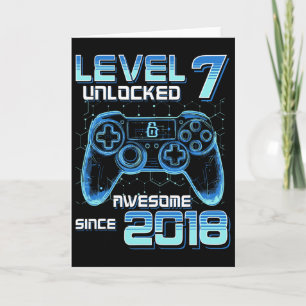 Level 7 Ontgrendeld Videospel Feestje 7e Verjaarda Kaart