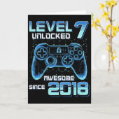 Level 7 Ontgrendeld Videospel Feestje 7e Verjaarda Kaart (Gele Bloem)