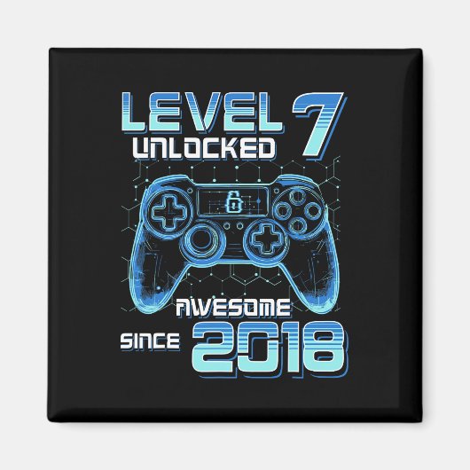 Level 7 Ontgrendeld Videospel Feestje 7e Verjaarda Magneet (Voorkant)