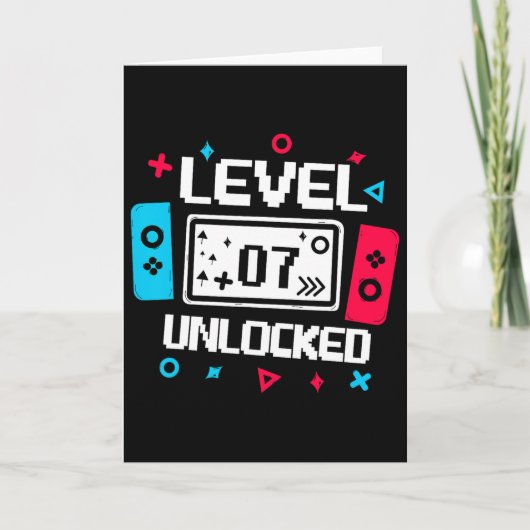 Level 7 Ontgrendelde Gamer - 7e Verjaardag Cadeau Kaart (Voorkant)
