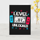 Level 7 Ontgrendelde Gamer - 7e Verjaardag Cadeau Kaart (Gele Bloem)