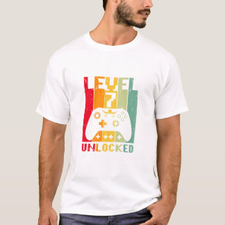 Level 7 Ontgrendelde Retro  7e Verjaardag Gamer T-shirt
