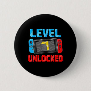Level 7 Ontluikende Gamer 7e Verjaardagscadeau Vid Ronde Button 5,7 Cm