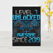 Level 7 Unlocked 7 Year Old For Boys 7th Birthday Kaart (Gele Bloem)